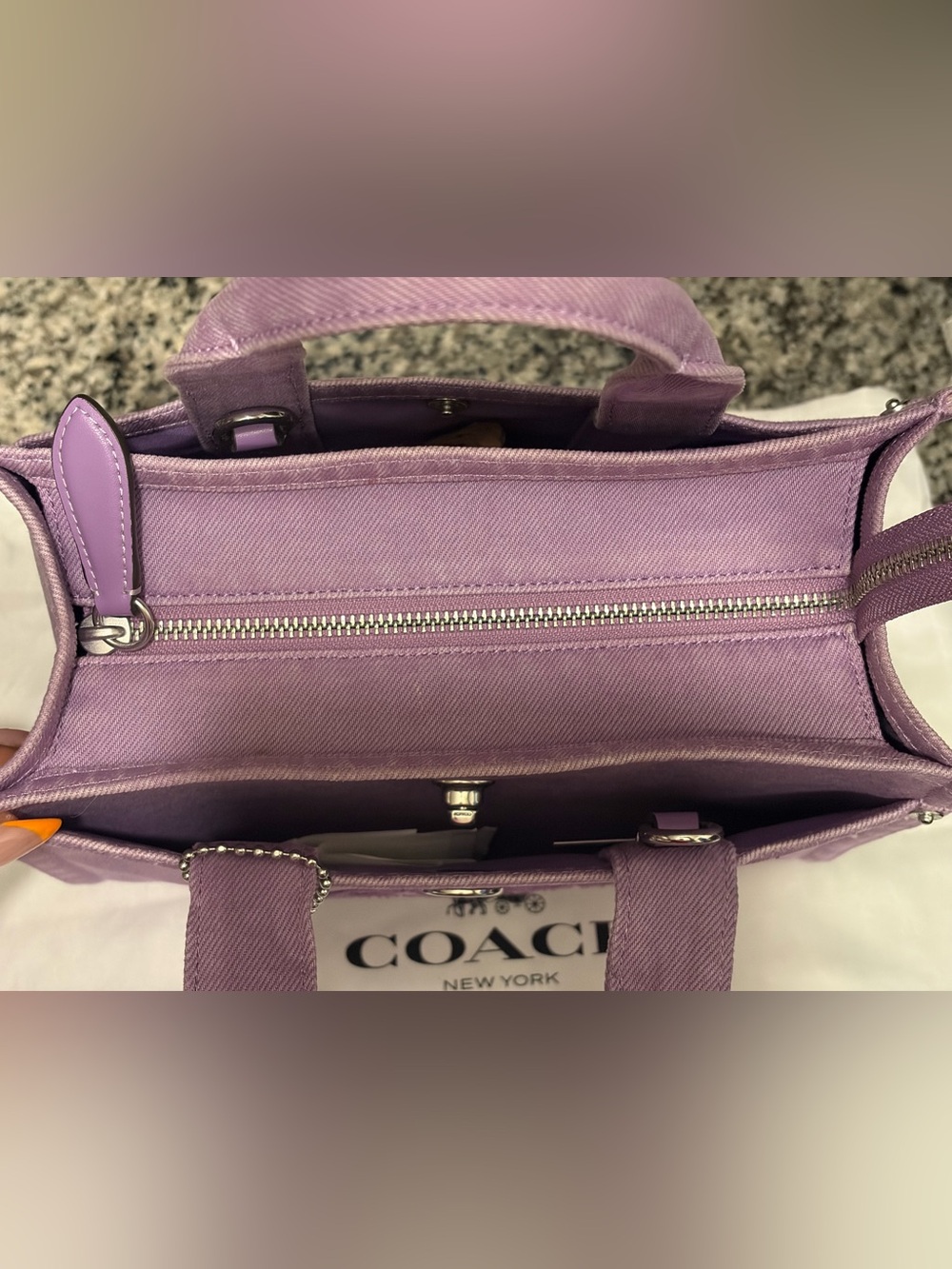 Coach Lilac Canvas Tote with Logo - Picture 6 of 10